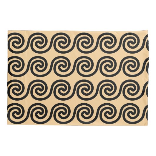 Griekse Meander Key Waves Patroon Bruin Kussensloop (Achterkant)