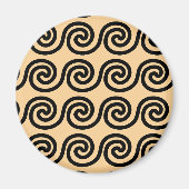 Griekse Meander Key Waves Patroon Bruin Magneet (Voorkant)