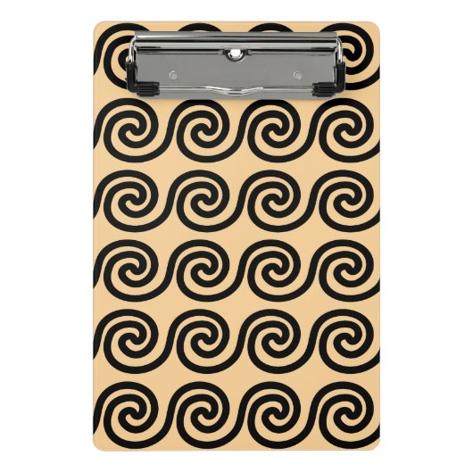 Griekse Meander Key Waves Patroon Bruin Mini Klembord (Voorkant)