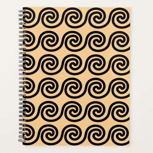 Griekse Meander Key Waves Patroon Bruin Planner (Voorkant)