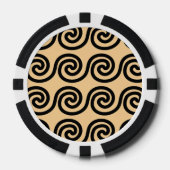 Griekse Meander Key Waves Patroon Bruin Poker Chips (Voorkant)