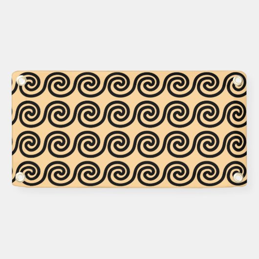 Griekse Meander Key Waves Patroon Bruin Spandoek (Horizontaal)