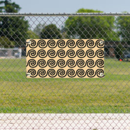 Griekse Meander Key Waves Patroon Bruin Spandoek