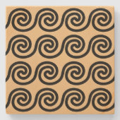 Griekse Meander Key Waves Patroon Bruin Stenen Onderzetter (Voorkant)