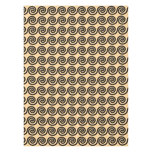 Griekse Meander Key Waves Patroon Bruin Tafelkleed (Voorkant)