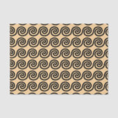 Griekse Meander Key Waves Patroon Bruin Tissuepapier (Voorkant)