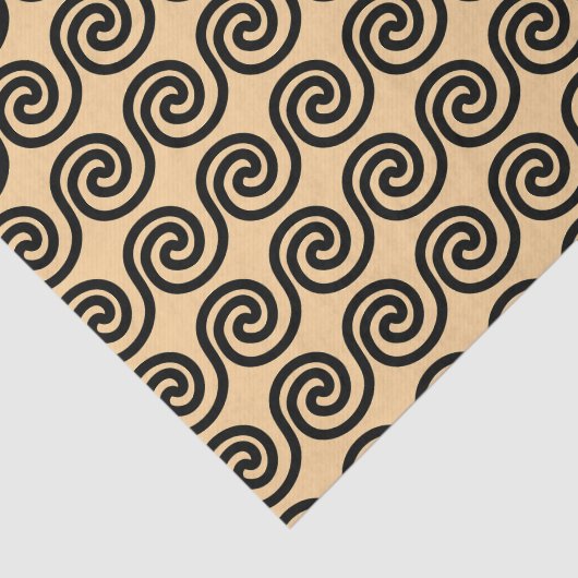 Griekse Meander Key Waves Patroon Bruin Tissuepapier (Detail)