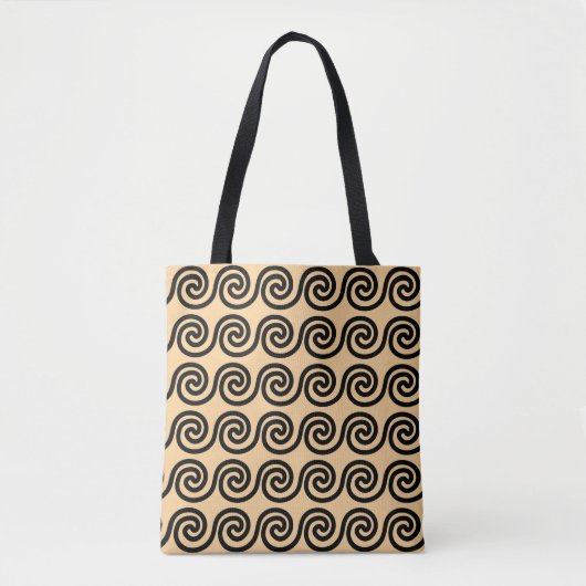 Griekse Meander Key Waves Patroon Bruin Tote Bag (Voorkant)