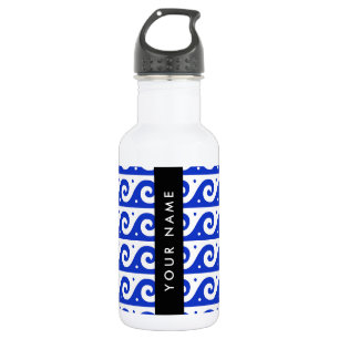 Griekse Meander Sleutel, Golf Sleutel, Blauw, Je N Waterfles
