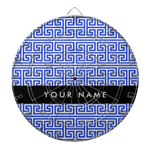 Griekse Meander Sleutel H Blauw, Uw Naam, Personal Dartbord
