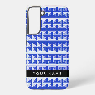 Griekse Meander Sleutel H Blauw, Uw Naam, Personal Samsung Galaxy Hoesje