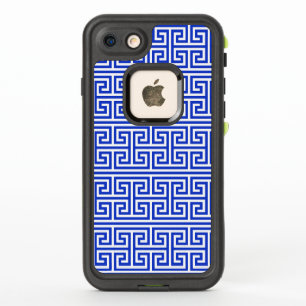 Griekse Meander Sleutel Vierkant H Patroon Blauw