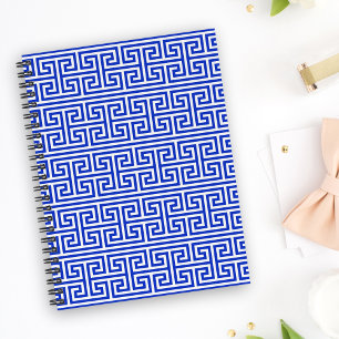 Griekse Meander Sleutel Vierkant H Patroon Blauw Notitieboek