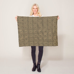 Griekse Meander Sleutel Vierkanten Patroon Bruin Fleece Deken