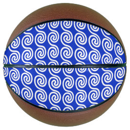 Griekse Meander Sleutelgolven Patroon Blauw Basketbal