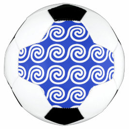 Griekse Meander Sleutelgolven Patroon Blauw Voetbal