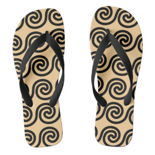 Griekse Meander Sleutelgolven Patroon Bruin Teenslippers