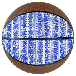 Griekse mediterraan arabesk patroon blauw basketbal