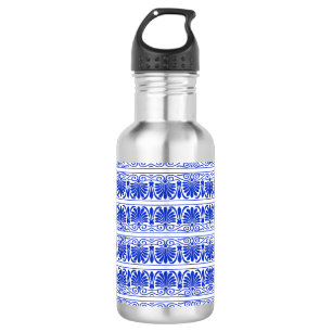 Griekse mediterraan arabesk patroon blauw waterfles