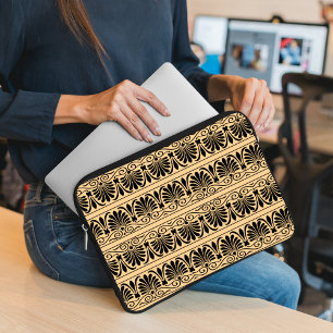 Griekse mediterraanse Arabesk patroon bruin Laptop Sleeve