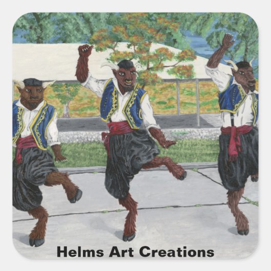 Griekse Minotaurs dansen Fantasy Art Stickers (Voorkant)