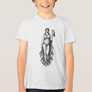 Griekse mooie godin met uilenvogel op haar arm Tri-Blend shirt