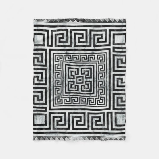 Griekse muurschildering - Griekse sleutel zwart-wi Fleece Deken (Voorkant)