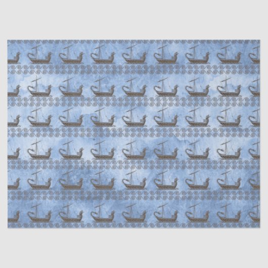 Griekse mythe  Ship Odyssey Blue Decoupage Tissuepapier (Voorkant)