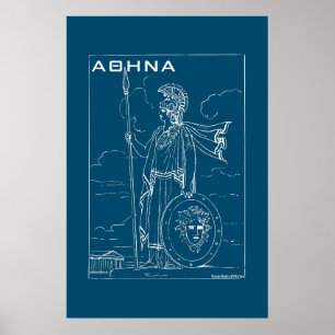 Griekse mythologie Athena Goddess Ancient Griekenl Poster