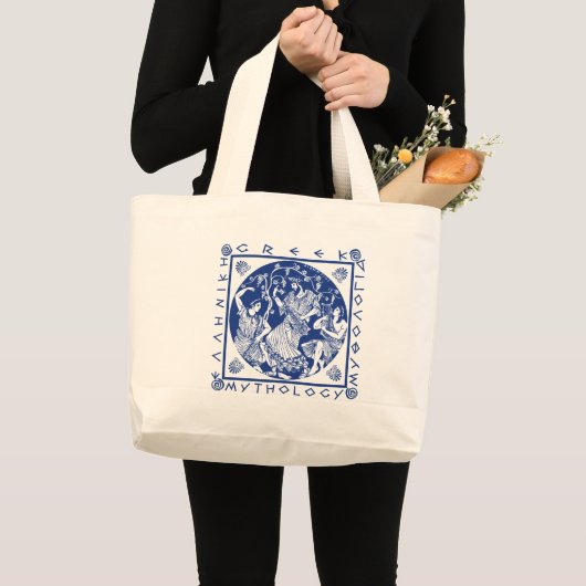 Griekse mythologie - blauw grote tote bag (Voorkant (product))