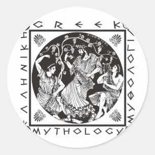 Griekse mythologie (zwart) ronde sticker