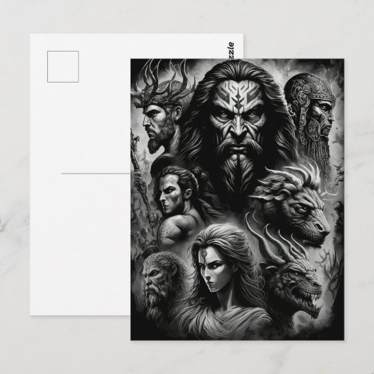 Griekse mythologie Zwarte en Witte goden en Monste Briefkaart (Voorkant / Achterkant)