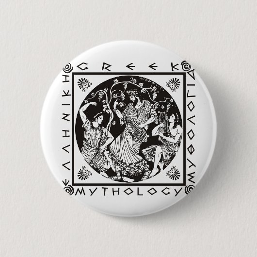 Griekse Mythologie - Zwarte Ronde Button 5,7 Cm (Voorkant)