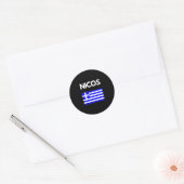 Griekse Nicos-naam met Griekse vlag Ronde Sticker (Envelop)