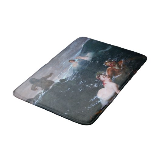 Griekse nimfen en saters spelen in de golven badmat (Gekanteld)