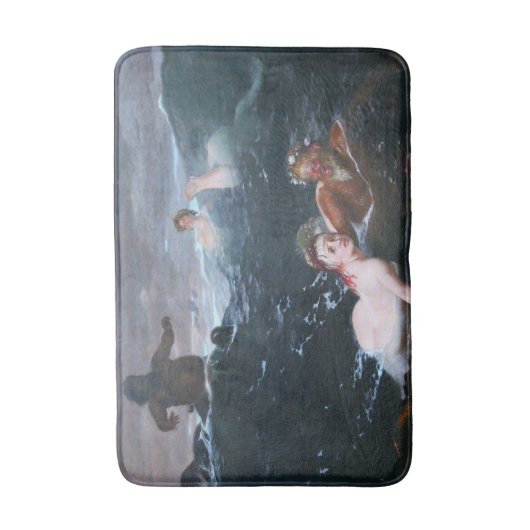 Griekse nimfen en saters spelen in de golven badmat (Voorkant Verticaal)