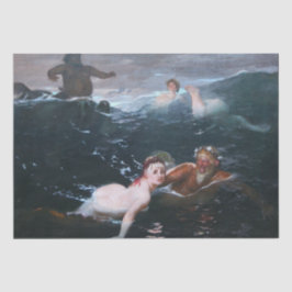 Griekse nimfen en saters spelen in de golven tissuepapier