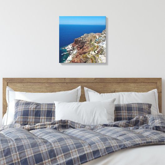 Griekse Oia Santorini Amoundi Bay Canvas Afdrukken (Insitu (Slaapkamer))