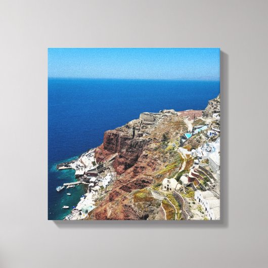 Griekse Oia Santorini Amoundi Bay Canvas Afdrukken (Voorkant)