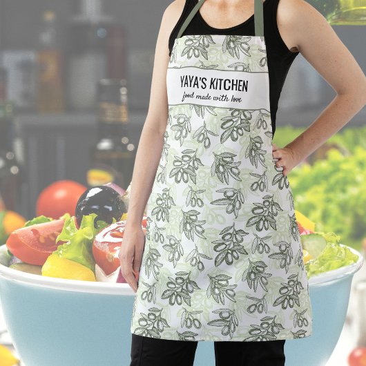 Griekse olijven, restaurantskap, Yaya aangepaste t Schort