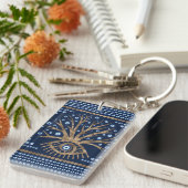 Griekse oogboom - Mati Mataki goud en donkerblauw Sleutelhanger (Voorkant Rechts)