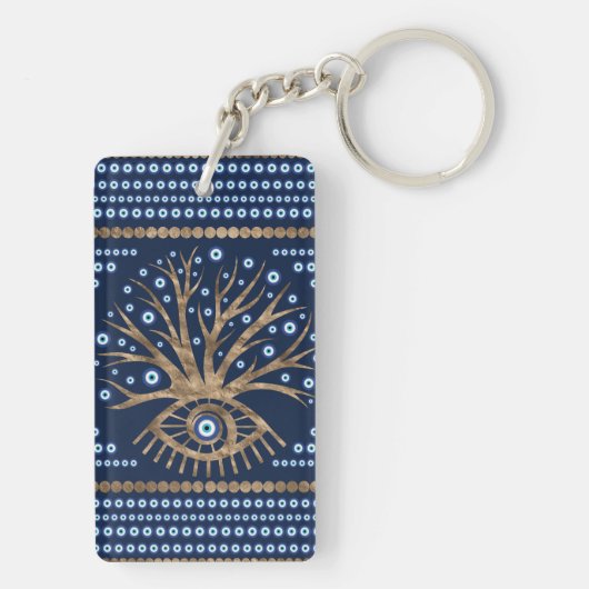 Griekse oogboom - Mati Mataki goud en donkerblauw Sleutelhanger (achterkant)