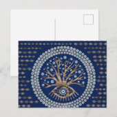 Griekse oogboom - Mati Mataki - Matiasma op blauw Briefkaart (Voorkant / Achterkant)