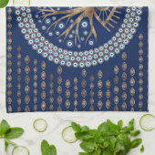 Griekse oogboom - Mati Mataki - Matiasma op blauw Theedoek (Gevouwen)