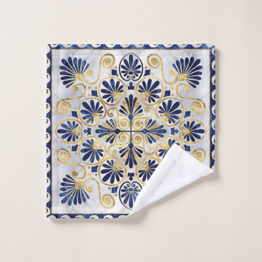 Griekse Ornament Abalone Shell en Gold Bad Handdoek (Wasdoekje)
