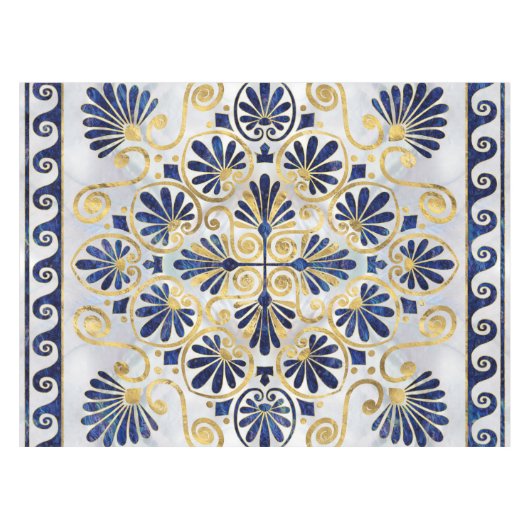 Griekse Ornament Abalone Shell en Gold Tafelkleed (Voorkant (Horizontaal))