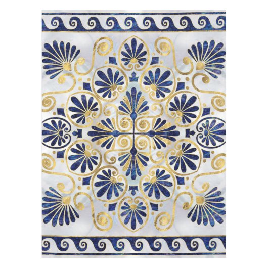 Griekse Ornament Abalone Shell en Gold Tafelkleed (Voorkant)