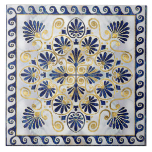 Griekse Ornament Abalone Shell en Gold Tegeltje