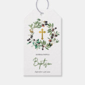 Griekse orthodoxe doop Olive Groene takken Cadeaulabel (Voorkant)