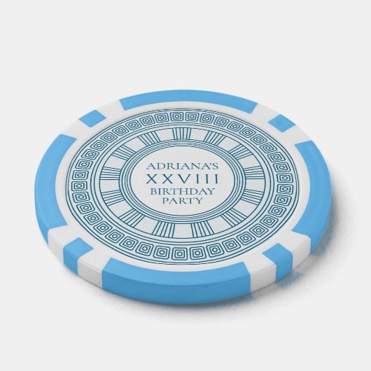 Griekse oudheid themafeest met blauwe patronen poker chips (Enkel)